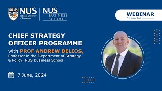 PreProgramme Information Webinar on CSO Programme by NUS Business School  7th June 2024 [upl. by Elockin]