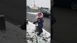 1st Snow in 2024 Poland 🇵🇱 my 4 years old enjoying much😍 snowgirl snowland snowfun [upl. by Delainey321]