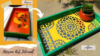 Mirror Mosiac Art Turorial  Mosaic art Tutorial For Beginners How to make Mosaic Art paste at home [upl. by Deering507]