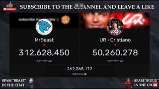 🔴LIVE UR · Cristiano vs MrBeast Sub Count Battle 16 🔴 [upl. by Adeys]