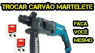 Como trocar CARVÃO MARTELETE Manutenção Martelete Makita HR2470  How to change Brush hammer drill [upl. by Aikkan66]