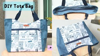 DIY Zipper Tote Bag Tutorial  Tote Bag Tutorial [upl. by Notneuq]