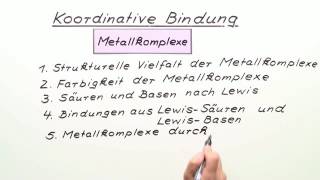 KOORDINATIVE BINDUNG  Chemie  Anorganische Verbindungen – Eigenschaften und Reaktionen [upl. by Noseaj]