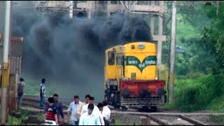 EXTREMELY SMOKING DIESEL LOCOMOTIVE  Kurla WDS6 Shunter Locomotive Disappearing In Its Own Smoke [upl. by Lyram810]