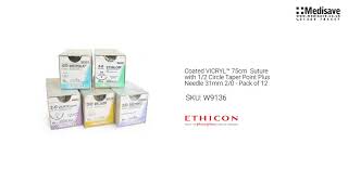 Coated VICRYL™ 75cm Suture with 1 2 Circle Taper Point Plus Needle 31mm 2 0 Pack of 12 W9136 [upl. by Chloette577]