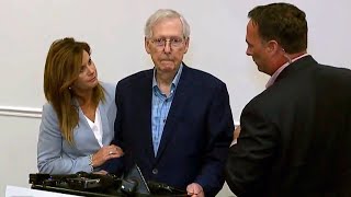 Mitch McConnell Appears to Freeze While Talking to Reporters [upl. by Rysler534]