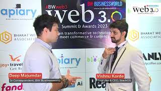 In talks with Vishnu Korde Founder StackOS Winner of BW Web 30 Awards 2023 [upl. by Nilloc]