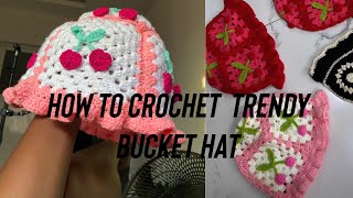 How to crochet trendy granny square bucket hat🧶💕 [upl. by Hughett]