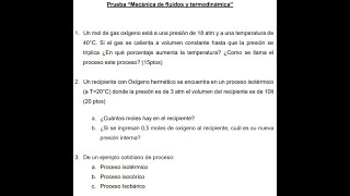 Prueba Mecánica de fluidos y termodinámica SOLUCIONARIO al WhatsApp 51 970302148 [upl. by Leinadnhoj]