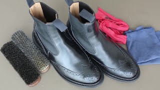 【靴磨き】TRICKERS HENRY Easy shoe care [upl. by Elmira361]