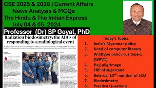 Daily UPSC Current Affairs  July 04 amp 05 2024  UPSC Prelims 2025 [upl. by Agnew189]