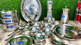 🛍No Cracks High Quality Steel Dinner Set 55pcs  Neelam Steel Dinner Set LucknowLocals Special [upl. by Enilecram432]