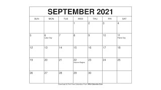 Printable September 2021 Calendar Templates with Holidays  Wiki Calendar [upl. by Ettevol]