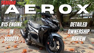 YAMAHA AEROX 155  DETAILED REVIEW  R15 ENGINE IN SCOOTY  MUST WATCH BEFORE BUYING  2024 [upl. by Ittocs]