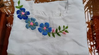 Easy hand embroidery dress with beautiful flower hand embroidery baby dress ArtsampDesign [upl. by Ayotahs345]