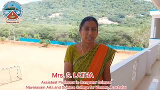 Mrs S Latha  Assistant Professor  CS  Navarasam College  IT  Erode [upl. by Alebasi725]