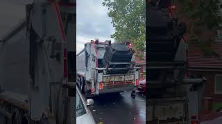 UK Garbage Trucks Bin collection Communal Bins Cleaning Emptying Manchester England UK garbage [upl. by Marchal318]