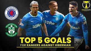 5 Rangers Goals v Hibernian  Outrageous Tavernier freekick  Premier Sports Cup [upl. by Eelrahc]