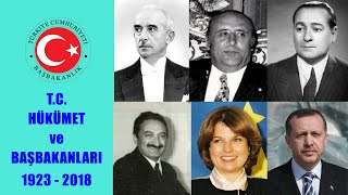 TÜRKİYE CUMHURİYETİ BAŞBAKANLARI VE HÜKÜMETLERİ 1923  2018 [upl. by Suillenroc780]