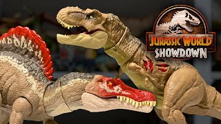 Mattel Jurassic World Spinosaurus vs Trex 4K Toy Showdown  collectjurassiccom [upl. by Annavaig]