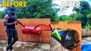 PAINTING MY GAS CYLINDER INTO A PREMIUM JAMAICAN JERK PANGRILL  DIY [upl. by Nnyre755]