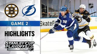 NHL Highlights  Second Round Gm2 Bruins  Lightning  Aug 25 2020 [upl. by Assanav293]