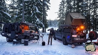 Snow Camping in Below Freezing Temps  Ram Rebel amp Toyota Tundra [upl. by Alexina]