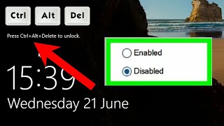 How To Enable or Disable CTRLALTDEL Windows 10 Lock Screen [upl. by Ahseela]