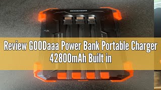 Review GOODaaa Power Bank Portable Charger 42800mAh Built in 4 Cables and Thermometer 15W Fast Charg [upl. by Lukin]