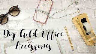 DIY Gold Office Desk Accessories [upl. by Erreipnaej]