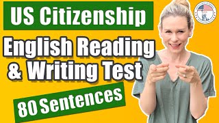 2024 US Citizenship English Reading and Writing Tests for Naturalization  80 Official Sentences [upl. by Gambrell]