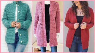 very Trending and stylish crochet coat design ideas [upl. by Aifoz]