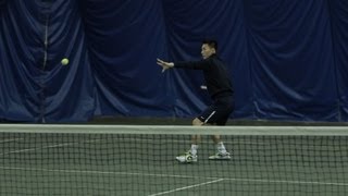 How to Hit a Tennis Ball with Topspin  Tennis Lessons [upl. by Anyrak]