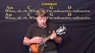 Radioactive IMAGINE DRAGONS Mandolin Cover Lesson with ChordsLyrics [upl. by Ardnosac]