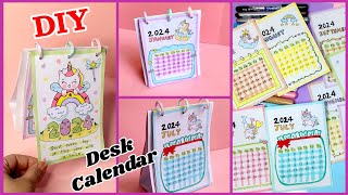 How To Make 2024 Desk Calendar At Home  DIY Cute Unicorn Desk Calendar  Paper Mini Kawaii Calendar [upl. by Ecirtnuahs]