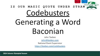 CodeBusters  Generating a Word Baconian [upl. by Tan241]