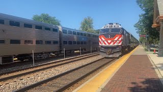 Double Metra Moment Westbound Metra stops Eastbound Metra zips by for Chicago 7312024 [upl. by Yblek182]