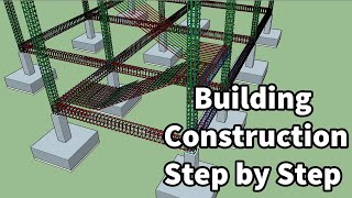 Building Construction Process  step by step  with Rebar placement [upl. by Aubarta]