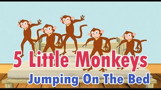 Five Little Monkeys Jumping On The Bed  Children Nursery Rhyme Song with Lyrics  Cartoon for Kids [upl. by Oregolac674]