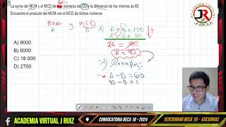 BECA 18  2024 PREGUNTA EXAMEN PRONABEC ARITMÉTICA MCD MCM [upl. by Koffler]