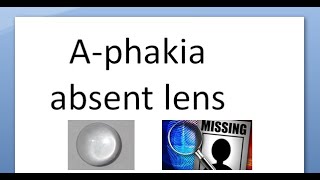 Ophthalmology 047 a What is Aphakia Causes Etiology Optics Eye No Crystalline lens [upl. by Marcella]