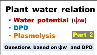 Water potential  DPD  Plasmolysis  Plant water relatioin [upl. by Ehcor]