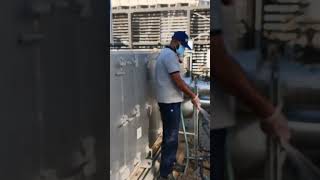 Air filter cleaning of ahu in roof top ahu saudiarabia [upl. by Aidne]