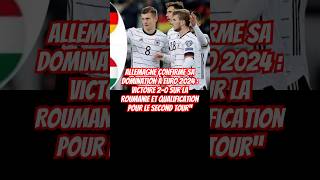 Allemagne Confirme sa Domination  Victoire 20 sur la Roumanie et Qualification pour le Second Tour [upl. by Aihsrop]