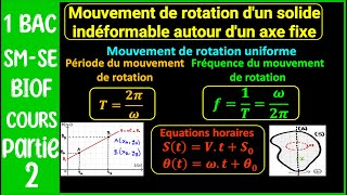 Partie 2 Mouvement de rotation dun solide indéformable autour dun axe fixe  Cours 1  1BACBIOF [upl. by Eceinahs545]