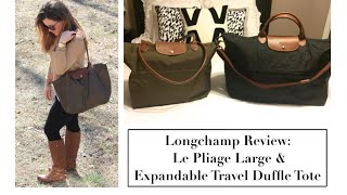 Longchamp Review Le Pliage Large Shoulder amp Le Pliage Expandable Travel Duffle Tote [upl. by Kalikow]