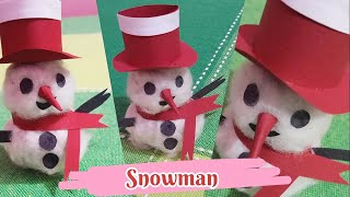 Snowman making idea by paper and cotton  diy craft christmas ☃️⛄ [upl. by Assertal]