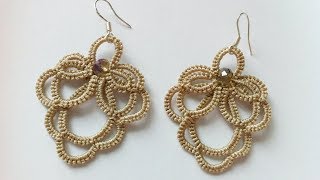 Серьги фриволите иглой видео мастер класс для начинающих DIY earrings frivolite needle [upl. by Aicilet]