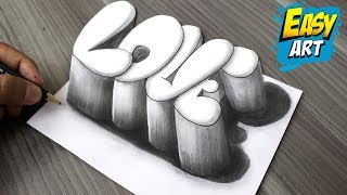 ✅ 3D Drawing ► How to Draw 3D LOVE Letters BUBBLE │Como Dibujar Amor 3D │Dibujos Ilusion Optica [upl. by Ellehsad]