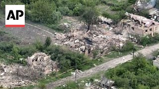 Drone footage shows devastation in Ocheretyne village in Ukraines Donetsk region [upl. by Orbadiah507]